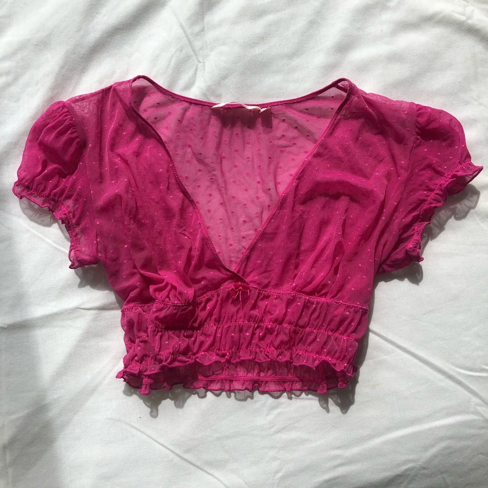 Rose Pink Sheet Mesh Blouse